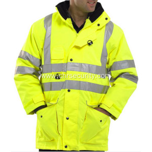 Reflective safety yellow coat